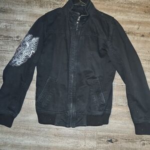Harley-Davidson Black Bomber Jacket with Embroidered Sleeve